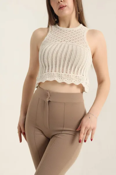 Krem Ajurlu Triko Bluz 337479