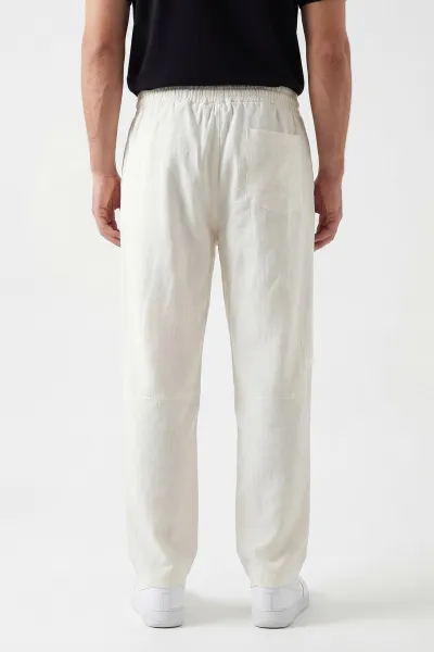 Krem Baggy Belden Bağlamalı Erkek Pantolon 445654