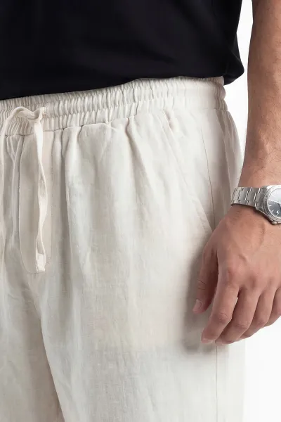 Krem Baggy Belden Bağlamalı Erkek Pantolon 445654