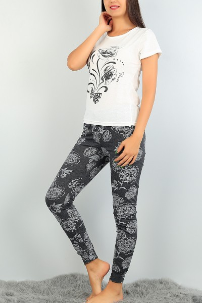 Krem Baskılı Bayan Pijama Takımı 73482