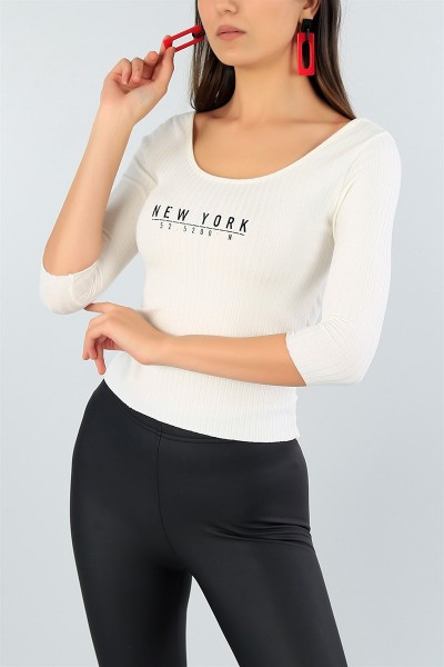 Krem Baskılı Kaşkorse Bayan Triko 46511