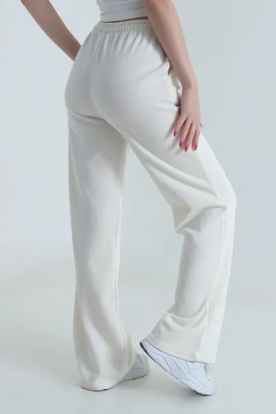 Krem Bel Lastikli Cepli Selanik Kadın Pantolon 485068