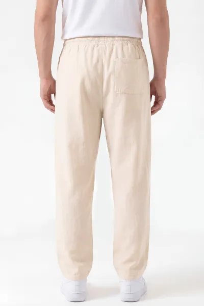 Krem Belden Bağlamalı Erkek Pantolon 456115