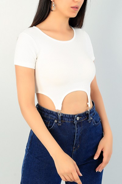 Ekru Beli Çengelli Fitilli Body 71299