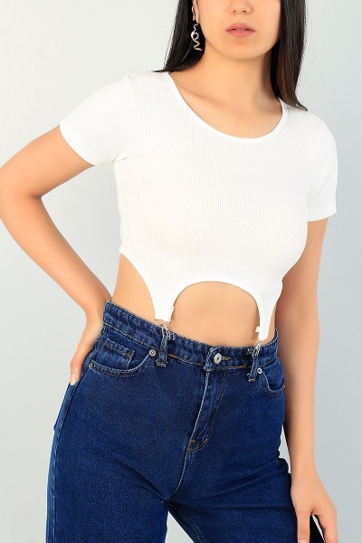 Ekru Beli Çengelli Fitilli Body 71299