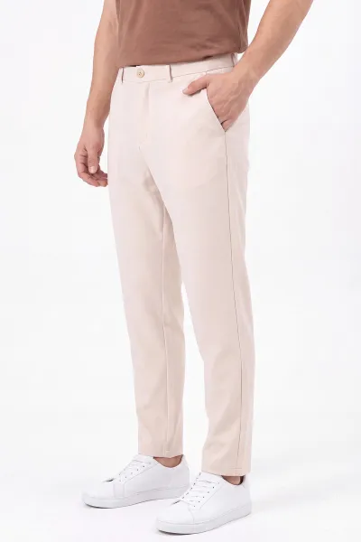 Krem Beli Lastikli Double Kumaş Erkek Pantolon 472194