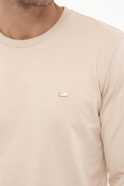 Krem Bisiklet Yaka Sırt Detay Erkek Sweatshirt 492024