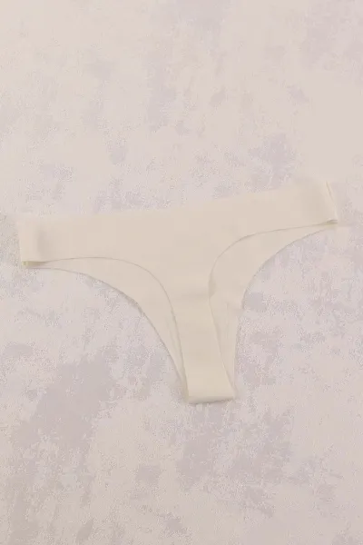 Krem CH0610 Basic Klasik Lazer Kesim Kadın Tanga Külot 416117