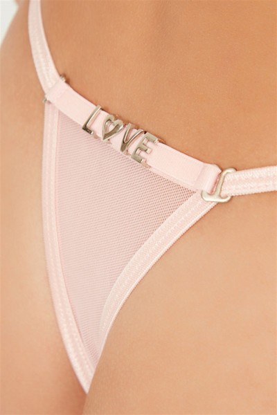 Pudra CH6051 Tül Çıkarılabilir Love Yazı Detaylı Tanga Külot 183396