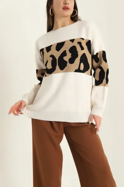 krem-desenli-oversize-bayan-triko-kazak-322306