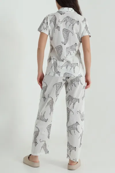 Krem Digital Baskılı Kadın Pijama Takımı 459199