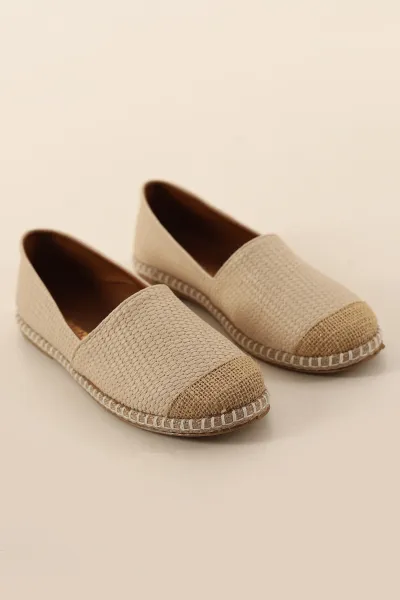 Krem Dokulu Kadın Espadril Ayakkabı 348955