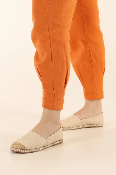 Krem Dokulu Kadın Espadril Ayakkabı 348955