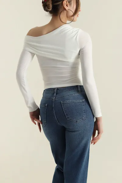 Krem Drapeli Sendy Kadın Bluz 425998