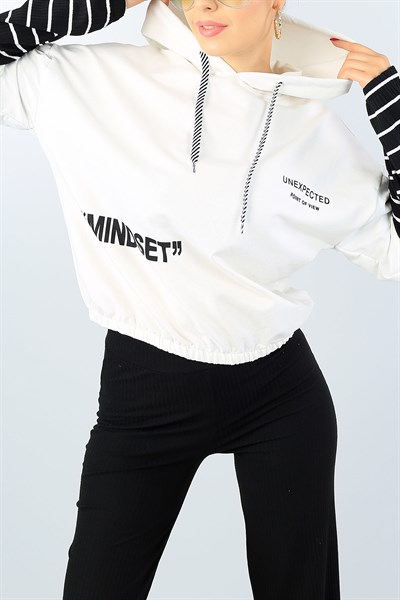 Krem Eklemeli Bayan Beli Lastikli Sweat 39619