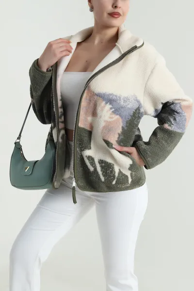 Krem Fermuarlı Teddy Kadın Polar 491010
