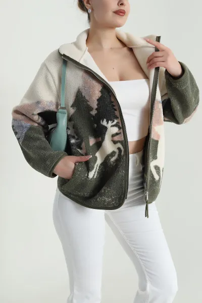Krem Fermuarlı Teddy Kadın Polar 491010