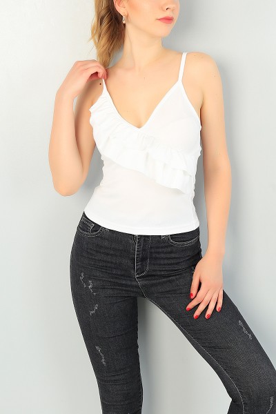Ekru Fırfır Tasarım Bluz 68580