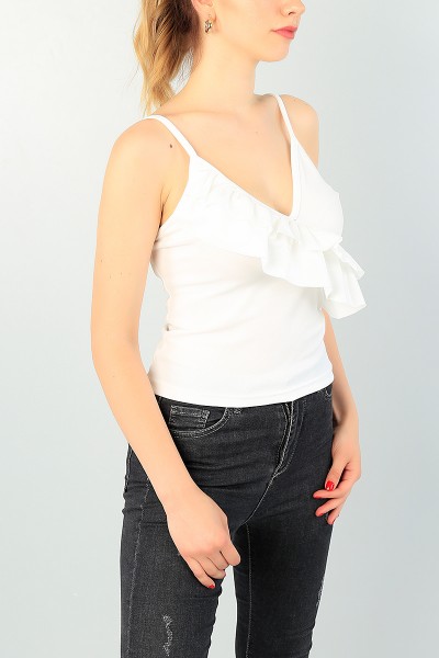 Ekru Fırfır Tasarım Bluz 68580