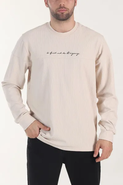 krem-fitilli-nakisli-bisiklet-yaka-erkek-sweatshirt-408032