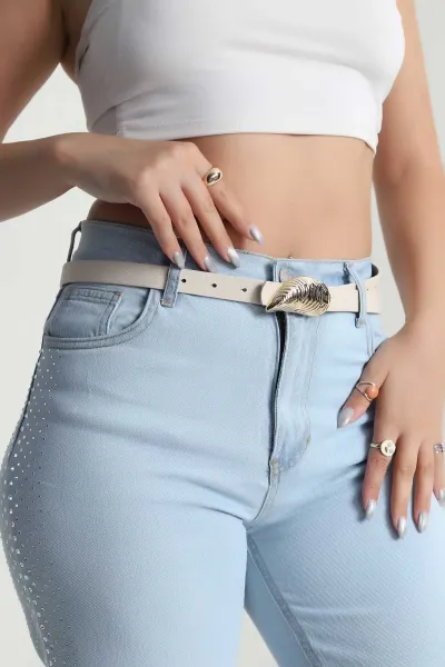 Krem Gold Tokalı Kadın Kemer 477465