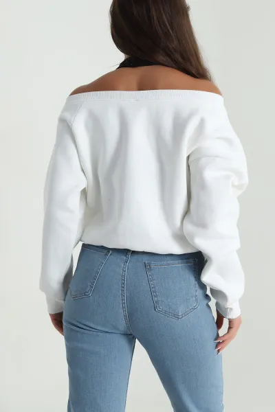Krem İç Atletli Şardonlu Kadın Sweat 489129