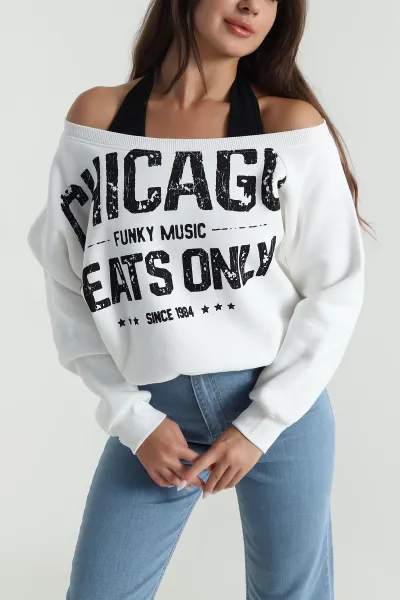 Krem İç Atletli Şardonlu Kadın Sweat 489129
