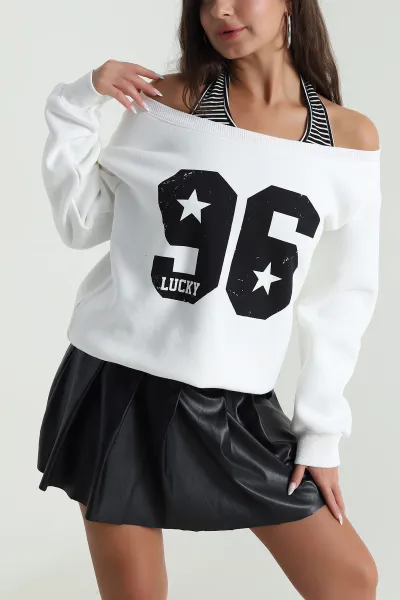 Krem İç Atletli Şardonlu Kadın Sweat 489134