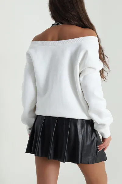 Krem İç Atletli Şardonlu Kadın Sweat 489134