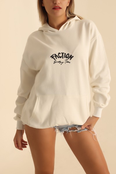 Krem İçi Şardonlu Baskılı Sweat 201691