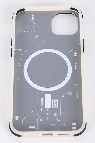 Krem İPhone 14 Pro Max Uyumlu Magsafe Özellikli Energy Serisi Sert Slikon Telefon Kılıfı 390821