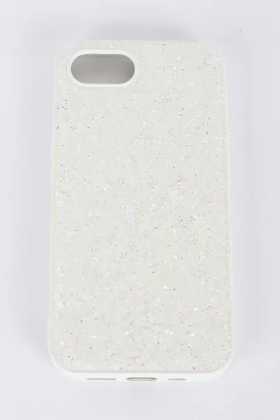Krem İPhone SE4 16E Uyumlu Taş Detaylı Glare Serisi Sert Slikon Telefon Kılıfı 396951