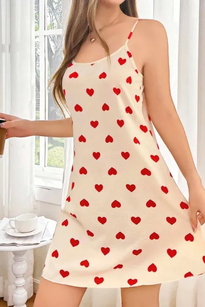 Krem Kalp Desenli Askılı Kadın Mini Elbise 476819