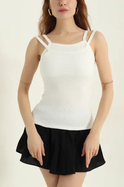 Krem Kaşkorse İp Askılı Likralı Kadın Atlet 366867