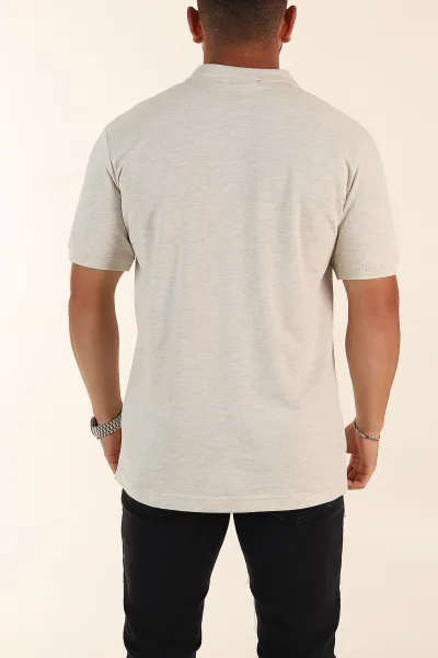 Krem Kırçıllı Regular Fit Basic Polo Yaka Erkek Tişört 372075