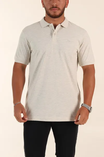Krem Kırçıllı Regular Fit Basic Polo Yaka Erkek Tişört 372075