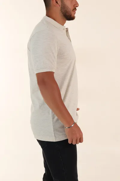 Krem Kırçıllı Regular Fit Basic Polo Yaka Erkek Tişört 372075