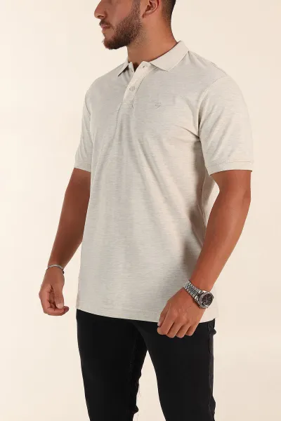 Krem Kırçıllı Regular Fit Basic Polo Yaka Erkek Tişört 372075