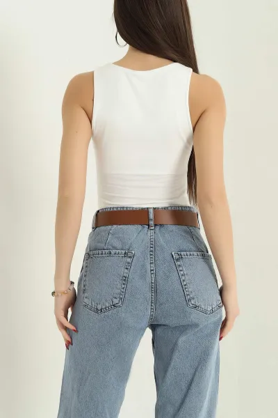 Krem Kolsuz Likralı Crop 335299