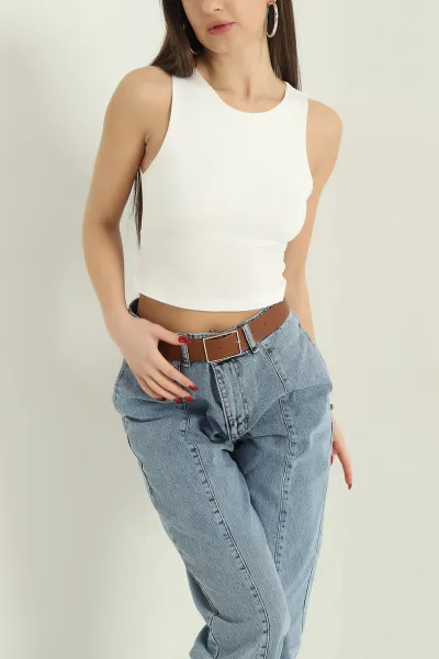 Krem Kolsuz Likralı Crop 335299