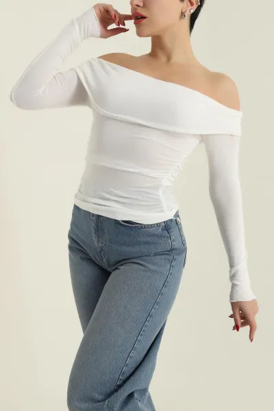 Krem Madonna Yaka Transparan Bluz 426818