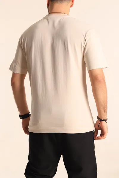 Krem Oversize Suprem Basic Erkek Tişört 254693