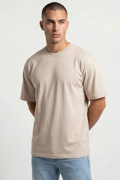 krem-oysho-kumas-oversize-bisiklet-yaka-erkek-tisort-438911