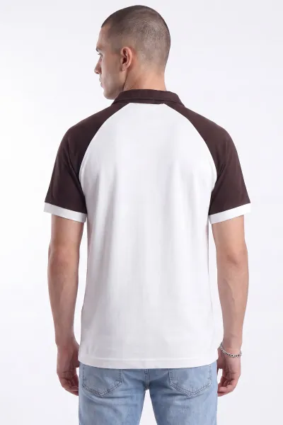 Krem Oysho Kumaş Yarım Fermuarlı Polo Yaka Erkek Tişört 471691
