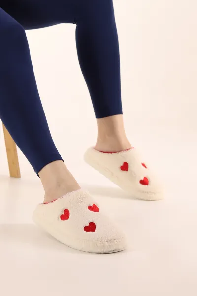 Krem Peluş Figürlü Kadın Ev Terliği 399426