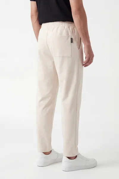 Krem Pike Kumaş Boyfriend Erkek Pantolon 442098