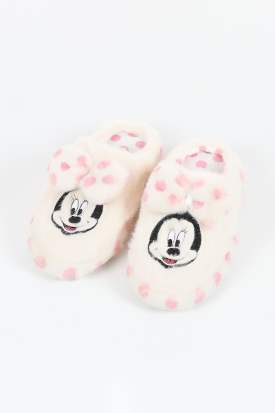 Krem Pembe Puantiyeli Peluş Ev Terliği 209785