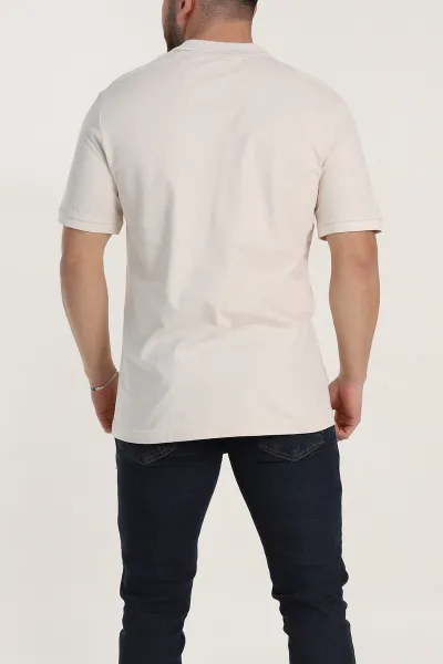 Krem Regular Fit Basic Polo Yaka Erkek Tişört 342461