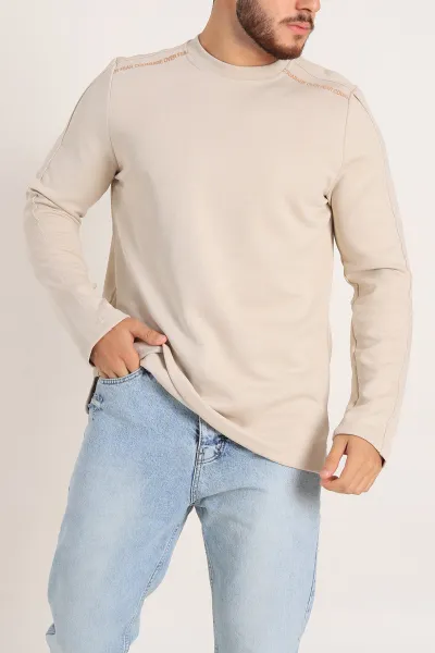 krem-regular-fit-baski-detay-erkek-basic-sweatshirt-305713