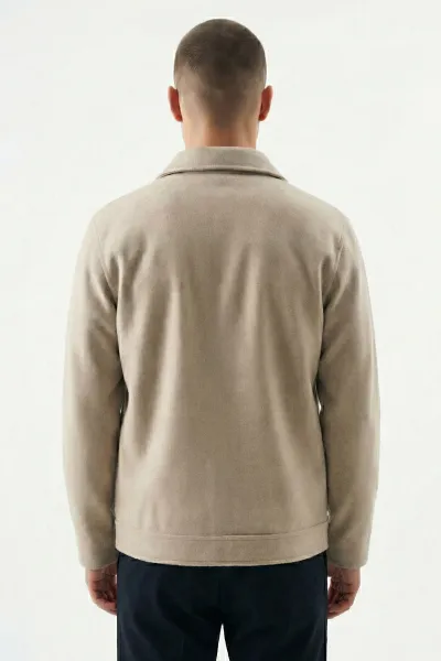 Krem Regular Fit İçi Astarlı Kaşe Ceket 418941